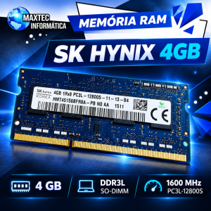 Memória RAM Notebook SK Hynix 4GB DDR3L 1600MHz PC3L-12800S