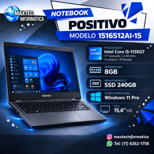 Notebook Positivo Vision i15 Intel Core I5 8GB SSD 240GB Windows 11 Pro