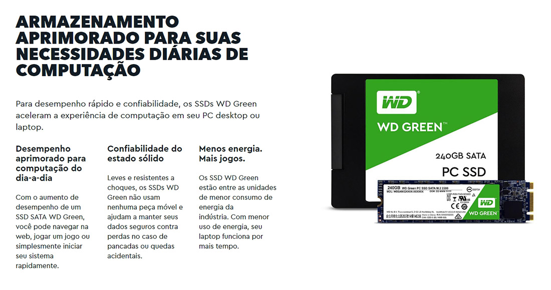 SSD 240GB Western Digital WD Green SATA III 2.5 polegadas WDS240G3G0A