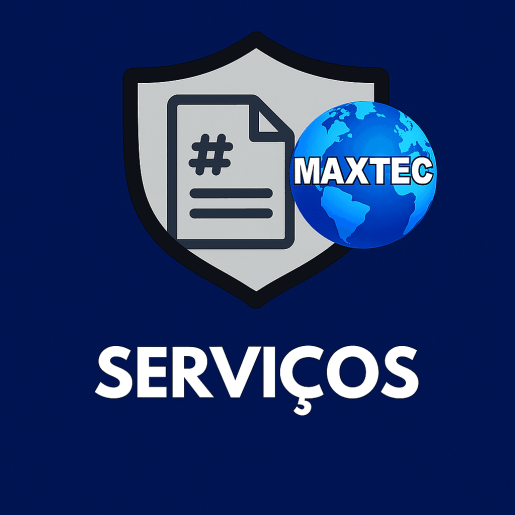 logo da categoria serviços maxtec com escudo e ícone de documento representando emissão fiscal e sistemas pdv